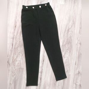 SHEIN Black Ankle Pants with Button Detail